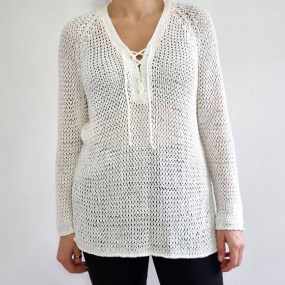 Ralph Lauren Loose Knit Sweater white jumper size L - Picture 1 of 9